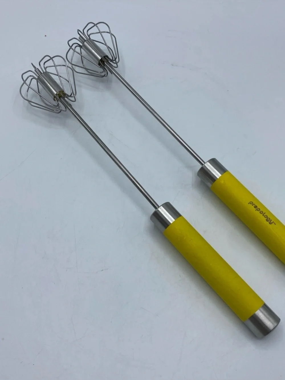 Prepology 2-Pack  Wire Push Whisks Hand Push 14” Yellow handle Kitchen Utensils